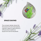 Wall Mount 12-inch White Drop Shape Fish Bowl – Decorative Hanging Aquarium (Without Stand) | Space Saving Design | Compact Aquarium for Betta, Guppies & Plants