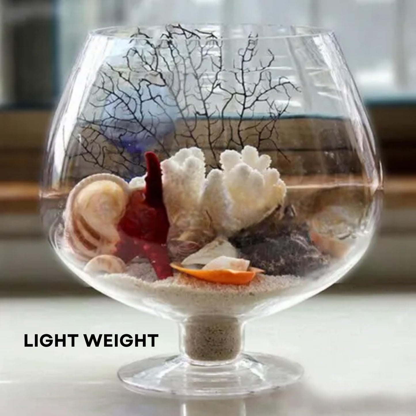 TUNAI 6-inch Wine Glass Shaped Transparent Glass Bottle Fish Bowl | Optimum Fish Tank Choice for Office & Home Decor (Transparent, 6-inch)