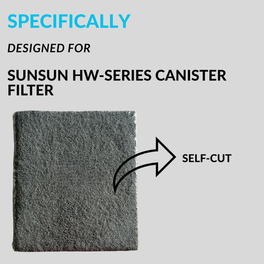 TUNAI SUNSUN Nitrate Infused Filter Media Pad | Suitable for All HW-Series Canister Filters | Self-Cut Filter Pad | Original from Store (Dark Grey, Square)
