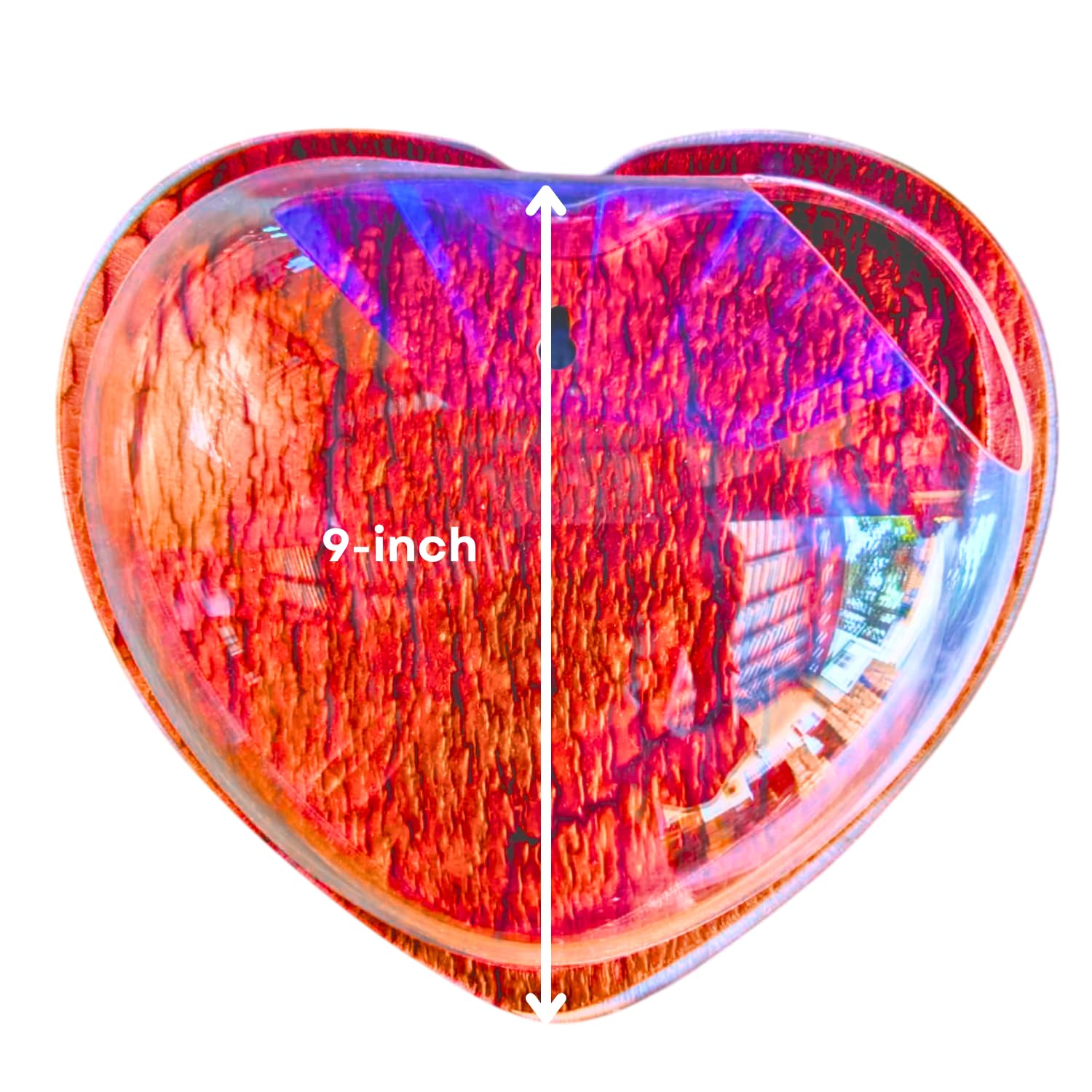 Wall Mount 9-inch Red Heart Shape Fish Bowl – Without Stand | Modern Aquarium for Home, Office & Café Décor | Space Saving Design | Elegant Fish Tank & Plant Terrarium | Compact Design