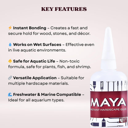 The Scape Right Series MAYA Instant Hardscape Glue | Specially Designed for Aquascaping Enthusiasts (20 gms)