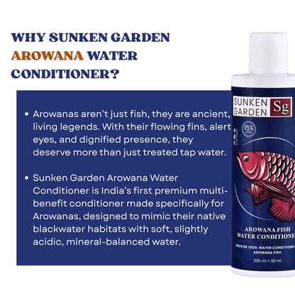 Sunken Garden Arowana Water Conditioner | for Strength, Color & Calm Behavior | Multi-Action Conditioner for Arowanas (200 ml + 30 ml)