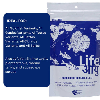 Life AAYU Neutral Fish Food | Ayurvedic Daily Diet for All Fish Sizes | Fresh from 7pets Store (Small, 100gms)