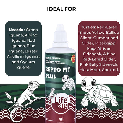 Life AAYU REPT0-Fit Plus Supplement | 100% Natural Digestive & Immunity Booster Supplement for Turtles and Lizards (100 ml)