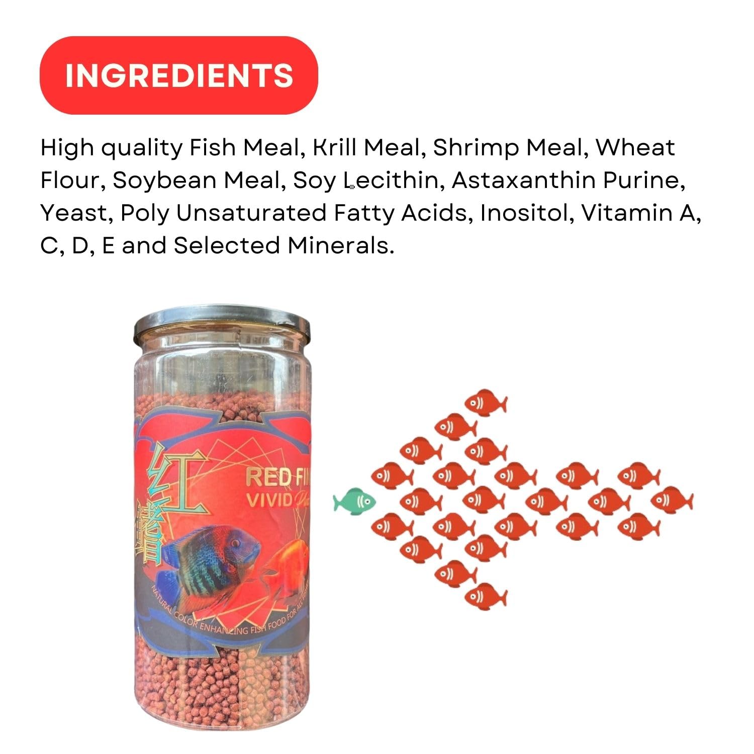 SF+ Red Fin Vivid Plus Fish Food | Natural Color Enhancing Fish Food for All Fishes | Originally from TUNAI (450g, Pellets)