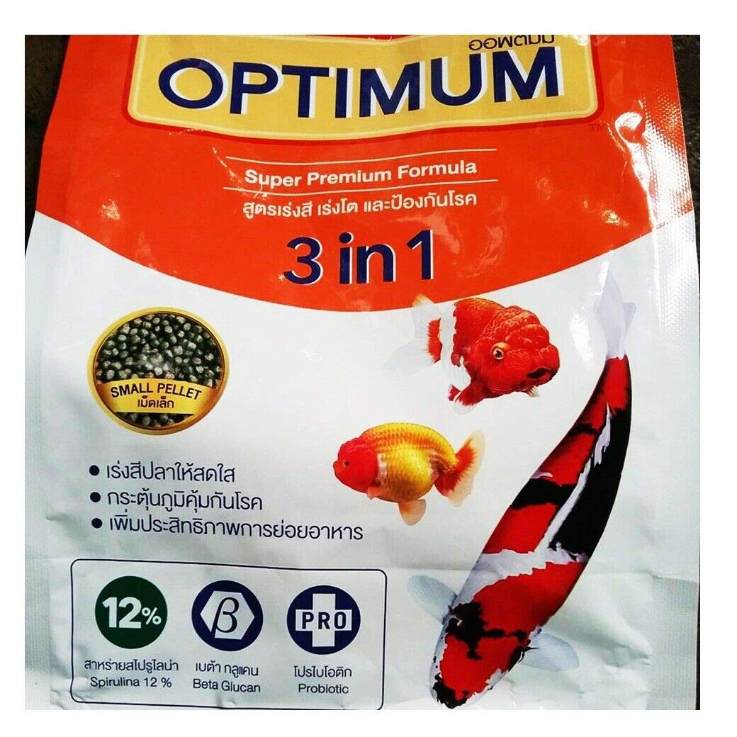 Optimum All Life Stages 3 in 1 Super Formula Fish Food for Carp, Goldfish and Cichlid Spirulina 12% Floating Type Small Pellet, 400 g,Pack of 1