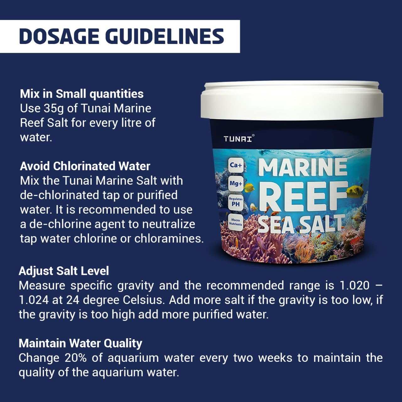 Tunai Marine Coral Reef Base Aquarium Salt for Marine Fish Aquarium (Particles, 1KG)