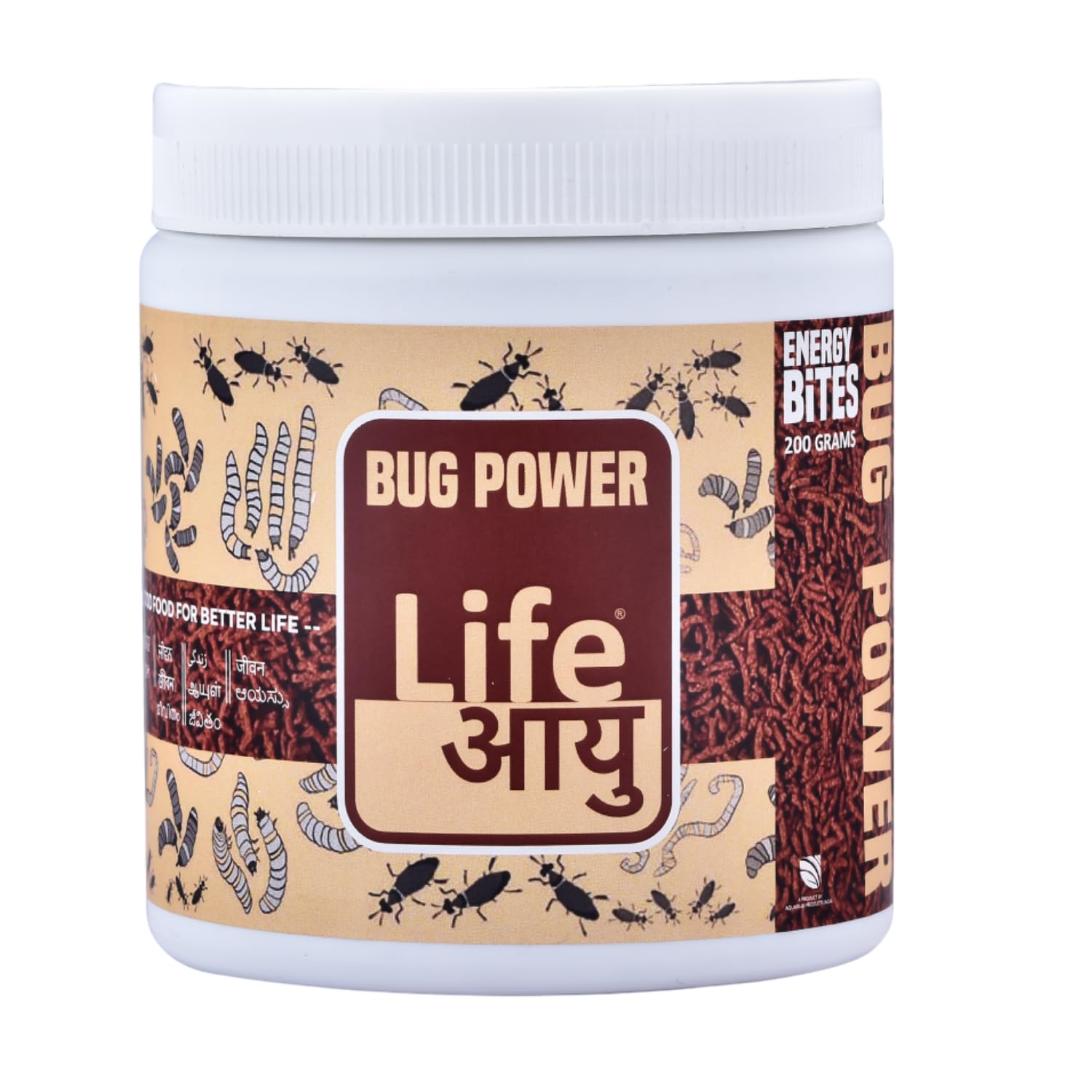 Life AAYU Bug Power Fish Food | Insect Based Ayurvedic Pellets | Suitable for All Freshwater and Marine Fish | (200 GMS)