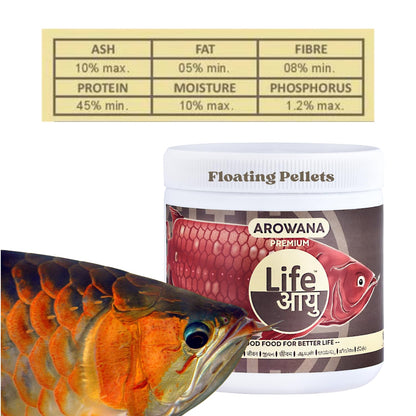 Life AAYU Arowana Premium Aquarium Fish Food | Handmade Ayurvedic Diet for Asian Arowanas | Color Boost, Muscle Growth & Immunity (100 GMS)