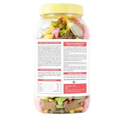 Tunai Mixed Crunchy Soft Real Chicken Puppy Dog Biscuits |450g| Dog Treat for Training | Dog Food for Effective for Healthy Lustrous Skin Coat and Maintain Dental Health