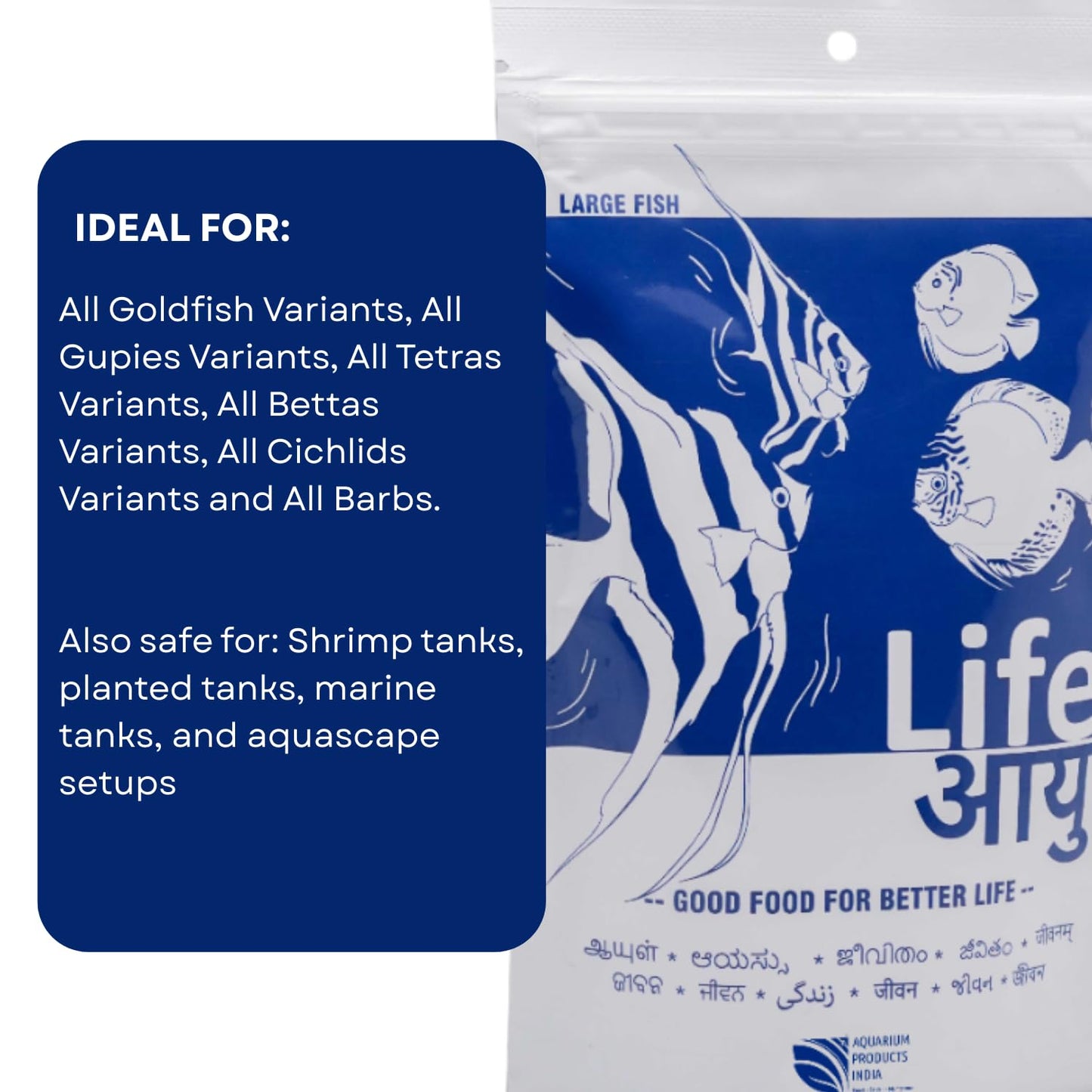 Life AAYU Neutral Fish Food | Ayurvedic Daily Diet for All Fish Sizes | Fresh from 7pets Store (Large, 100gms)
