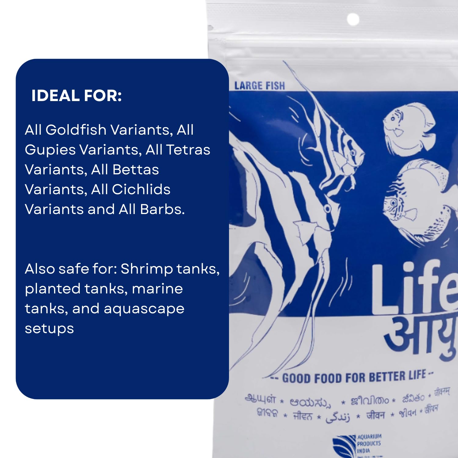 Life AAYU Neutral Fish Food | Ayurvedic Daily Diet for All Fish Sizes | Fresh from 7pets Store (Large, 100gms)