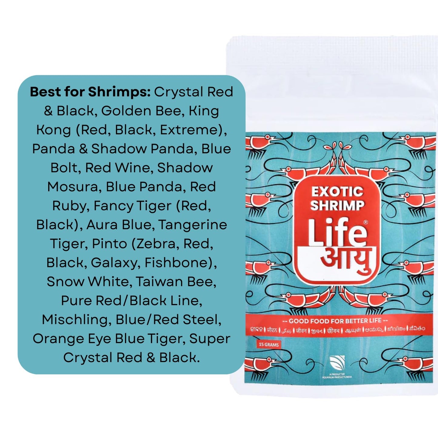 Life AAYU Shrimp Exotic Food | Ayurvedic Handmade Feed for Crystal Red & Caridina Shrimp | Boosts Breeding, Molting & Immunity | (15 GMS, Exotic)