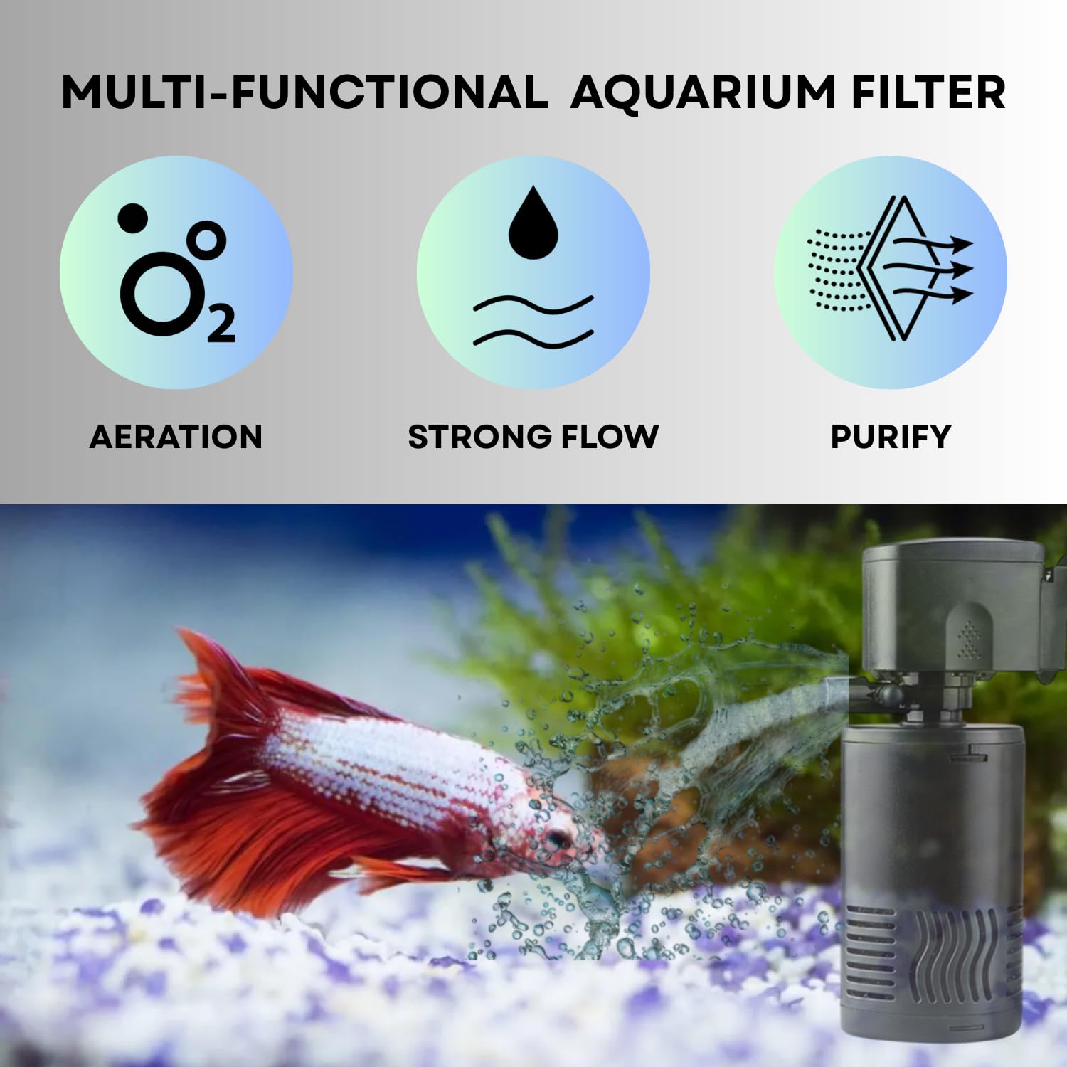 S0B0 WP-2200F Internal Filter for Aquarium Fish Tank | Completely Submersible | Absorbs Dirt & Clean The Water | for Fresh & Marine Water Tank | Power:20W | F.Max: 1000L/H | Original from Tunai Store