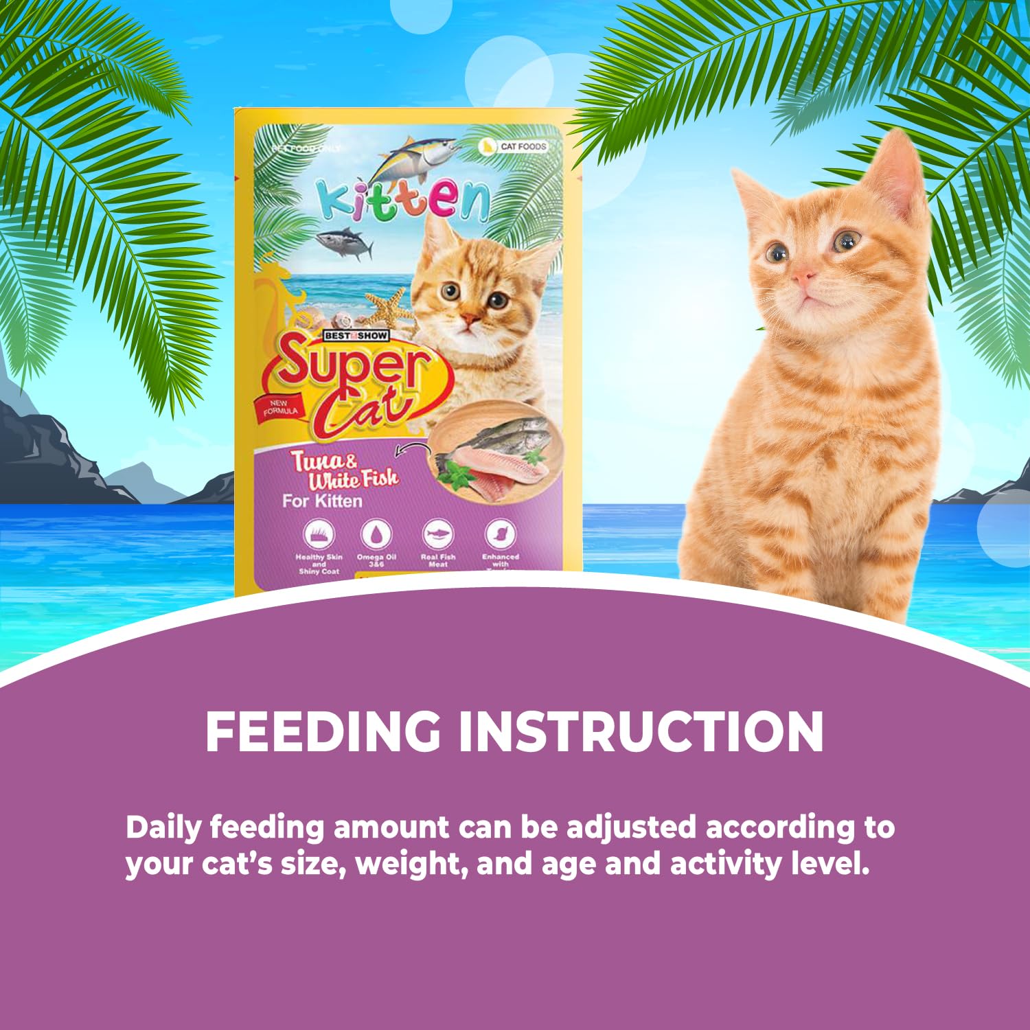TUNAI SUPERCAT White Fish & Tuna Special Wet Gravy Daily Diet Food For Kittens (PACK OF 12X80g) With the goodness of Protein Fat Rich Sardines, White Fish, Tuna And Taurine, Supports Healthy Skin Coat