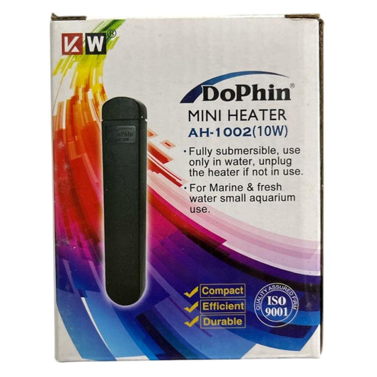 Dophin AH1002 10W Submersible Mini Heater | Fully Submersible | Suitable for Both Fresh and Marine Water | Suitable for Tank Size 20L | (Original from Tunai Store)