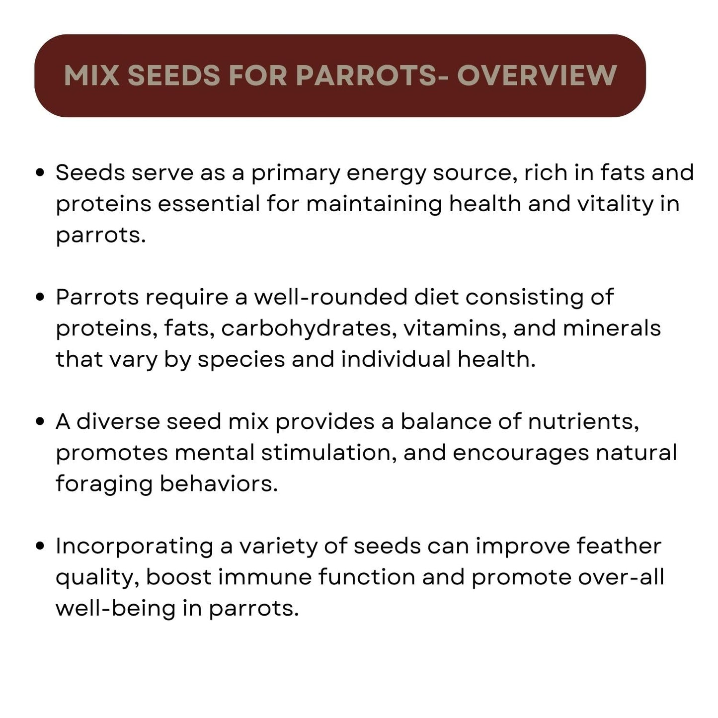 TUNAI SF+ Mix Seeds for Birds | Natural, Hand-Picked and Protein Packed Seeds (500 Gms, Parrots),All Life Stages