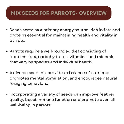 TUNAI SF+ Mix Seeds for Birds | Natural, Hand-Picked and Protein Packed Seeds (500 Gms, Parrots),All Life Stages