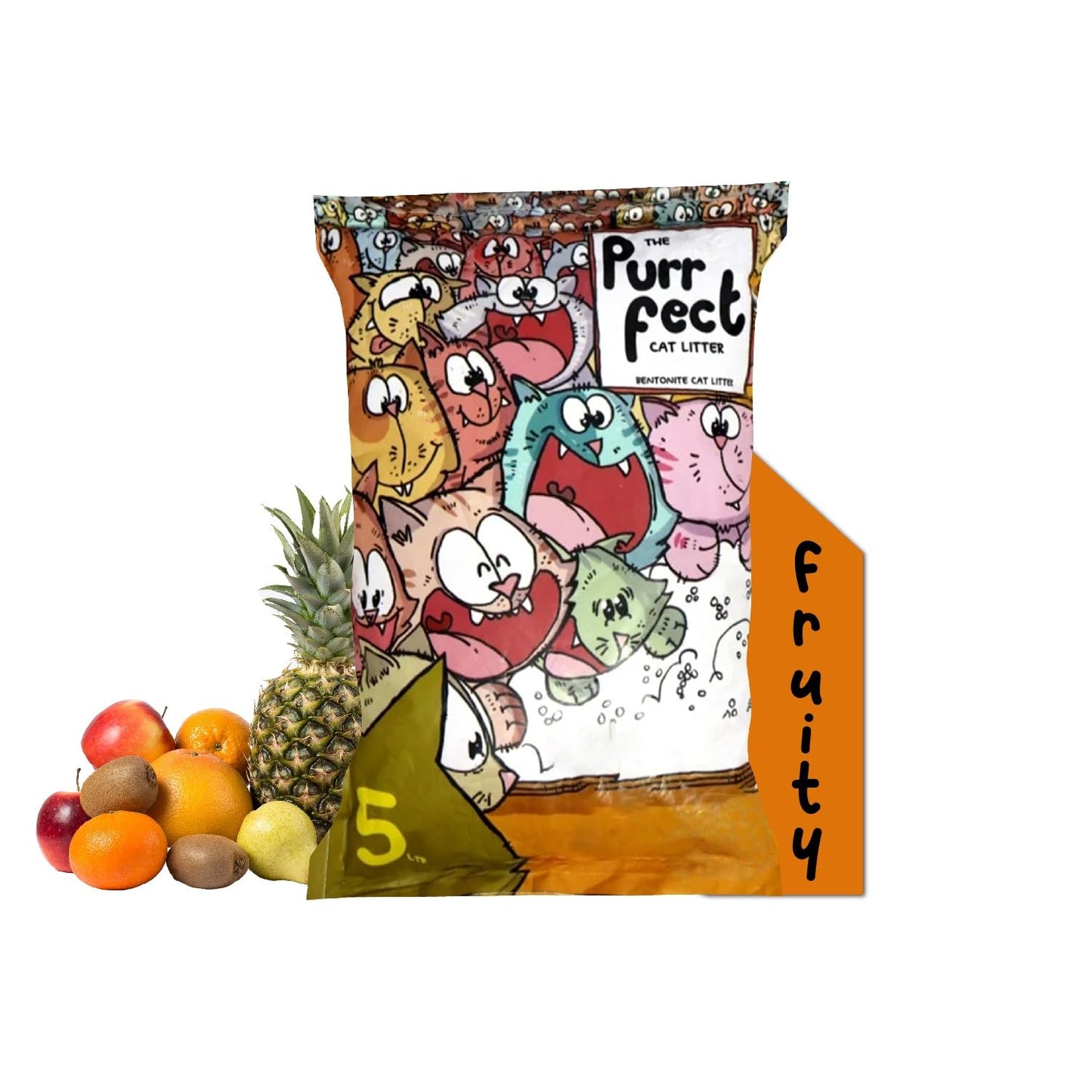 TUNAI Purrfect Natural Green Apple Flavoured Bentonite Clay Cat Litter for All Life Stages of Cats (Green Apple, 5 Litre)