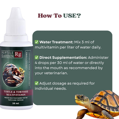 Reptile Garden Turtle & Tortoise Multivitamin Supplement | Complete Liquid Supplement for Growth, Immunity & Vitality (30 ml)