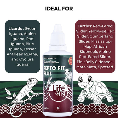 Life AAYU REPT0-Fit Plus Supplement | 100% Natural Digestive & Immunity Booster Supplement for Turtles and Lizards (20 ml)