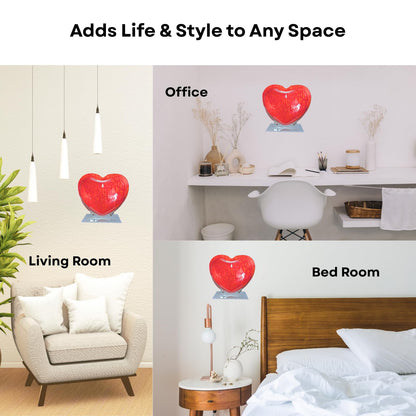 Wall Mount 9-inch Red Heart Shape Fish Bowl – with Stand | Modern Aquarium for Home, Office & Café Décor | Space Saving Design | Elegant Fish Tank & Plant Terrarium | Compact Design