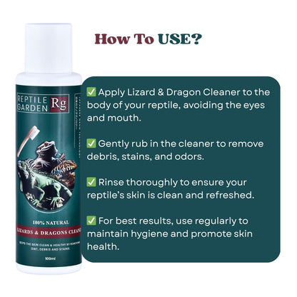 Reptile Garden Lizard & Dragon Cleaner | Removes Stubborn Debris, Algae, and Stains from Your Reptile's Body (100 ml)