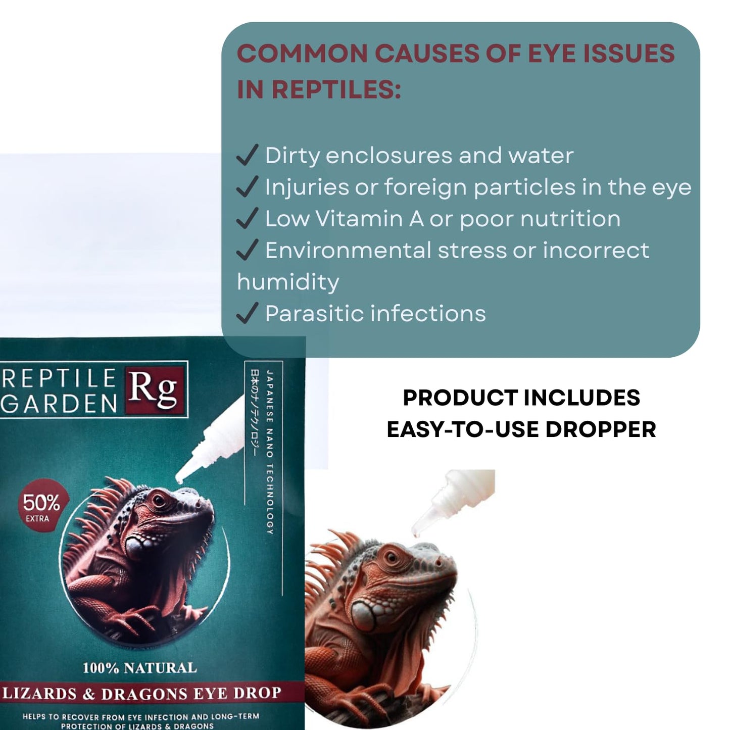 Reptile Garden Lizards & Dragons Eye Drop | Advanced Reptile Eye Infection Relief | 100% Safe & Vet-Recommended (10 ml + 5 ml)