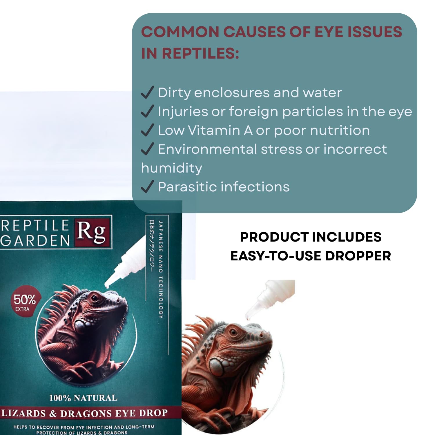 Reptile Garden Lizards & Dragons Eye Drop | Advanced Reptile Eye Infection Relief | 100% Safe & Vet-Recommended (10 ml + 5 ml)