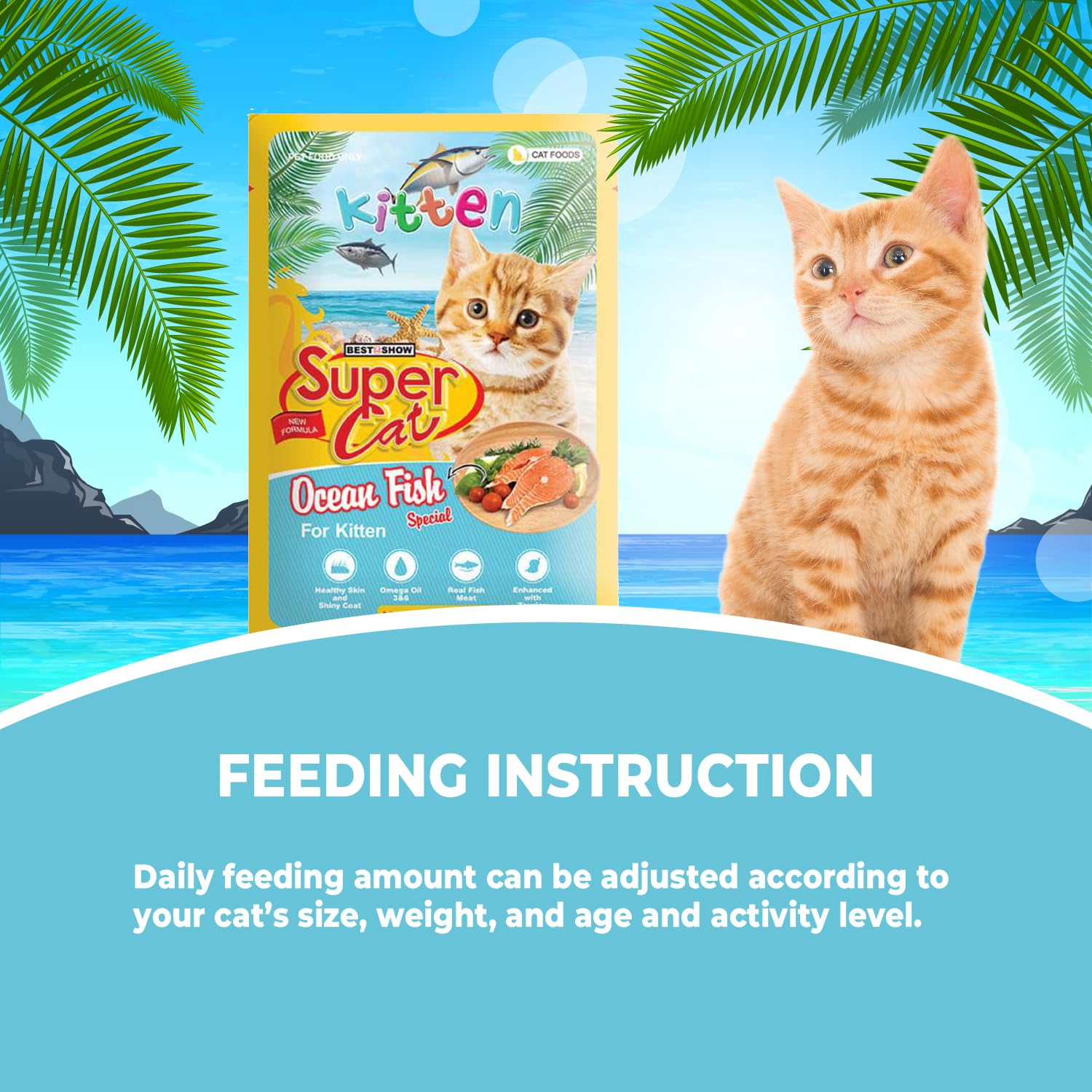 TUNAI SUPERCAT Ocean Fish Special Wet Gravy Daily Diet Food for Kittens (Pack of 12X80g) with The Goodness of Protein&Fat Rich Tuna, Sardines & Taurine, Supports Healthy Skin Coat