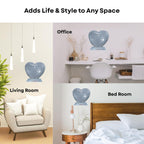 Wall Mount 9-inch Grey Heart Shape Fish Bowl – with Stand | Modern Aquarium for Home, Office & Café Décor | Space Saving Design | Elegant Fish Tank & Plant Terrarium | Compact Design