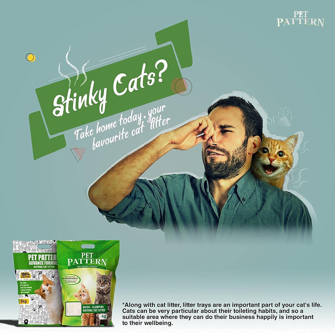 Hoito Pet Pattern Quick – Clumping Natural Cat Litter with Benefits of Non Scented, Excellent Absorbency, Super Odour Control, Low Dust Formula, 5KG