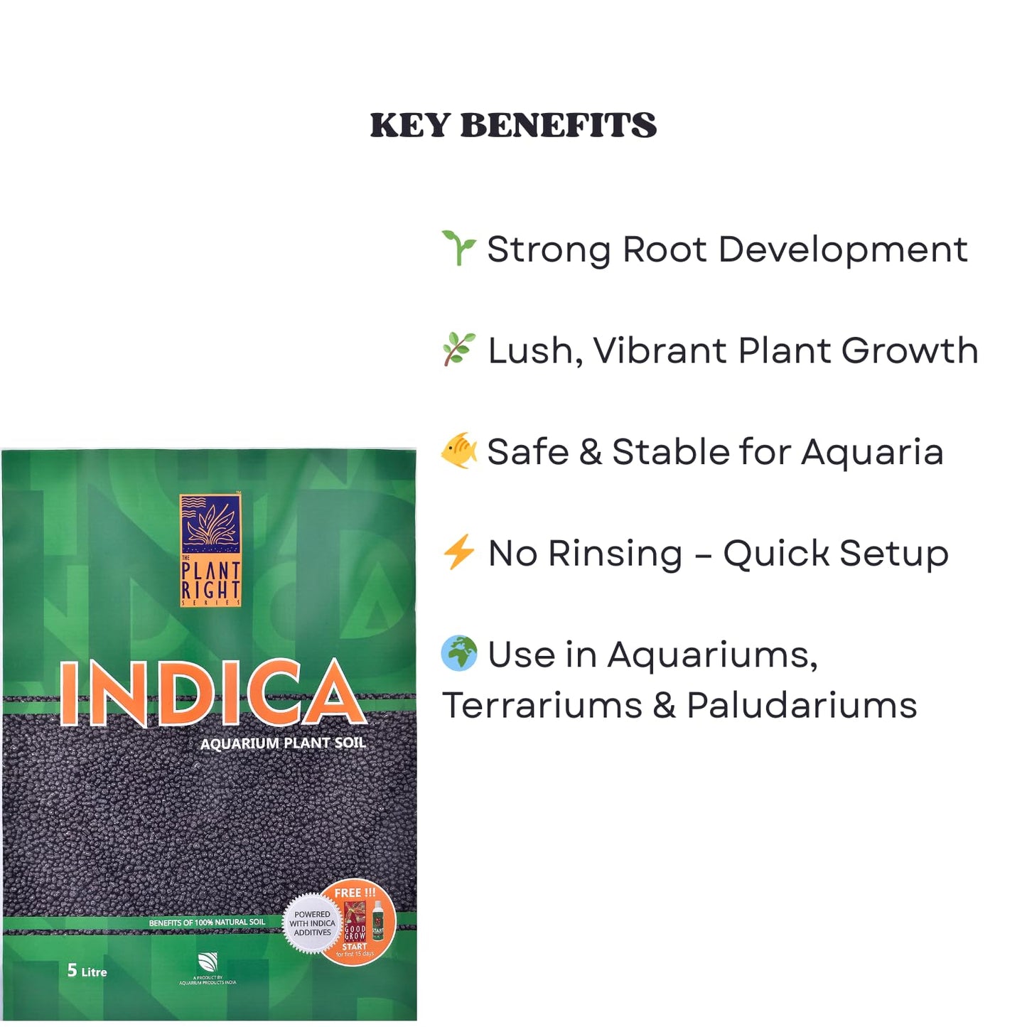 The Plant Right Series Indica Aqua Soil | Designed to Nourish Plants | Aquarium Plant Soil (5L)