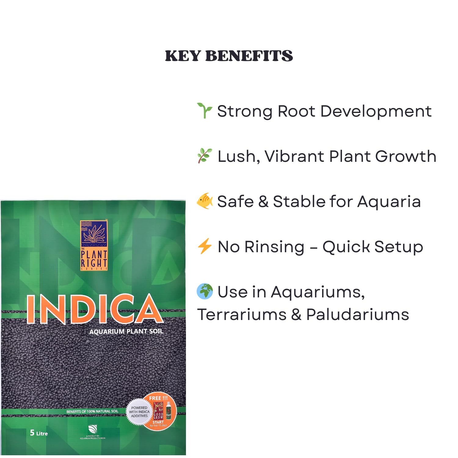 The Plant Right Series Indica Aqua Soil | Designed to Nourish Plants | Aquarium Plant Soil (5L)