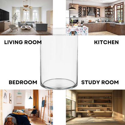 TUNAI 6-inch Cylindrical Fish Bowl for Small Fish, Plants | Optimum Fish Tank Choice for Office & Home Decor (White, Small)