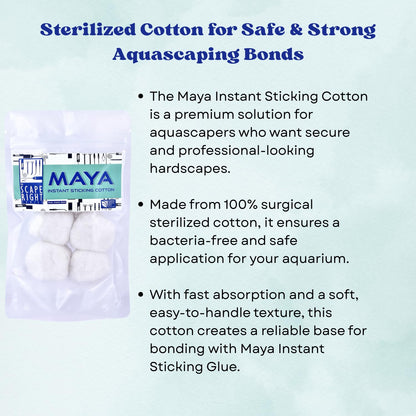 The Scape Right Series Maya Instant Sticking Cotton | for Aquarium Hardscaping | Premium Solution for Aquarium Enthusiasts (6 Cotton Balls)