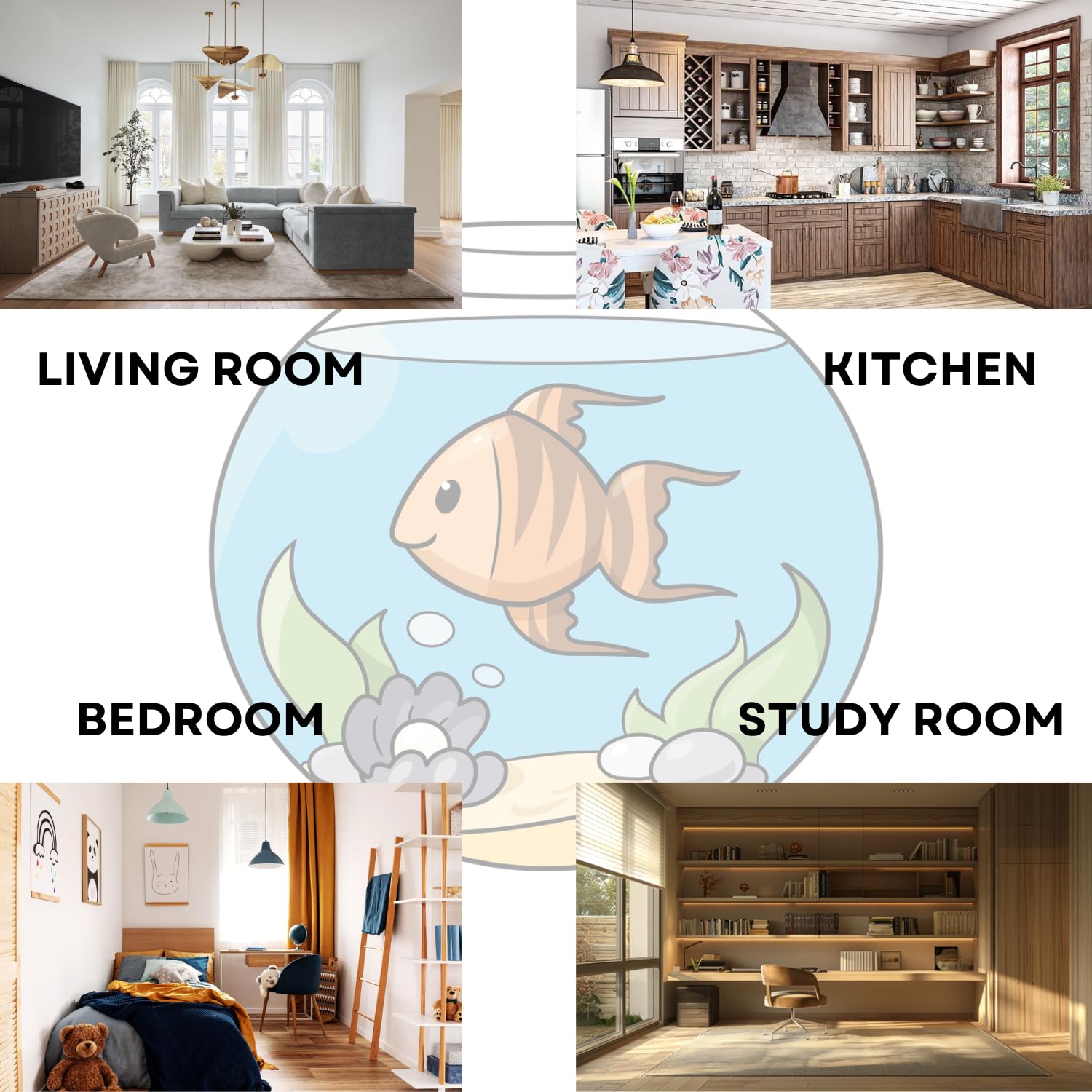 TUNAI 6-Inch Glass Fish Bowl with Neck Collar, Suitable for Small Fish, Plants | Optimum Fish Tank Choice for Office & Home Decor