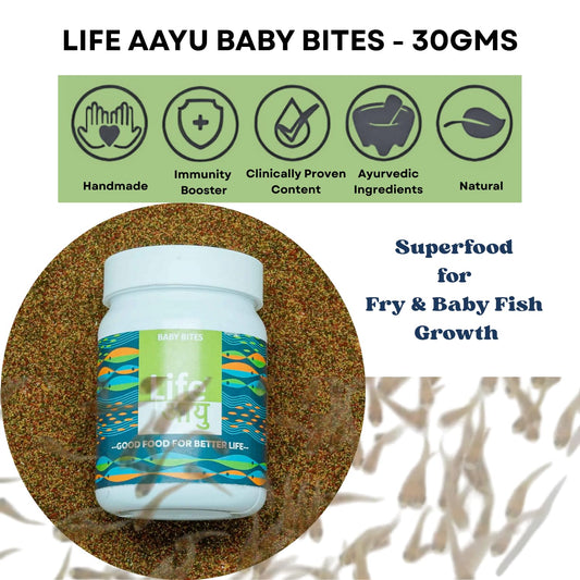 Life AAYU Baby Bites Fish Food | Superfood for Fry & Baby Fish Growth | (30 GMS)