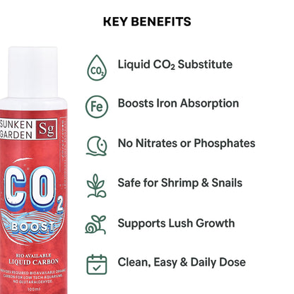 Sunken Garden Liquid CO2 Boost | Organic Carbon Source for Aquatic Plants | Algae-Free Growth | Shrimp Safe (100 ml)