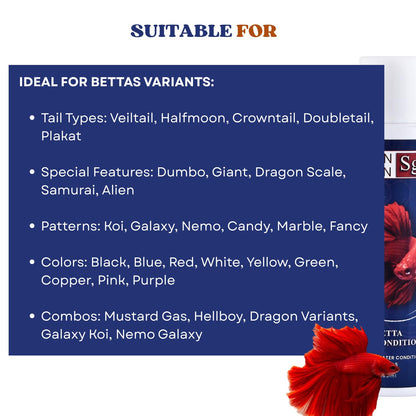 Sunken Garden Betta Fish Water Conditioner | Chlorine Neutralizer + Fin Rot Protection + pH Balancer | Made for Indian Aquariums (100 ml)