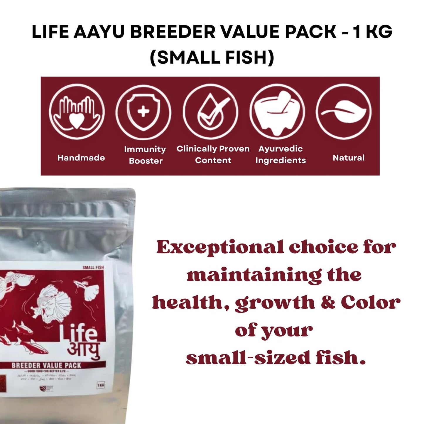 Life AAYU Breeder Value Pack Premium Fish Food | Ideal Choice for Keeping Your Fish Healthy (1 KG, Small Bits)