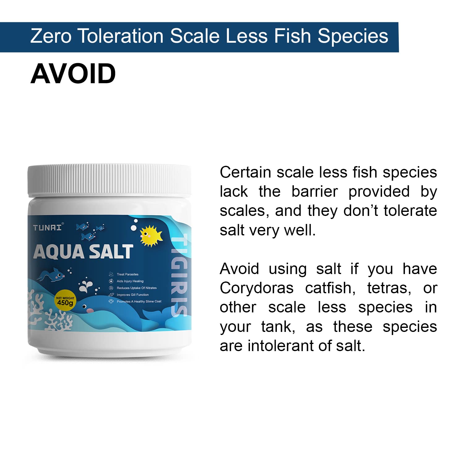Tunai Aquarium Salt for Fresh Water Fish Tank | Crystal Salt, 450g