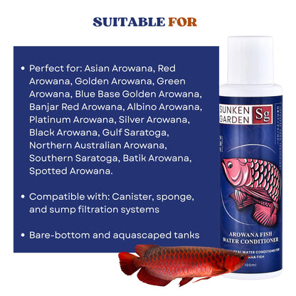 Sunken Garden Arowana Water Conditioner | for Strength, Color & Calm Behavior | Multi-Action Conditioner for Arowanas (100 ml)