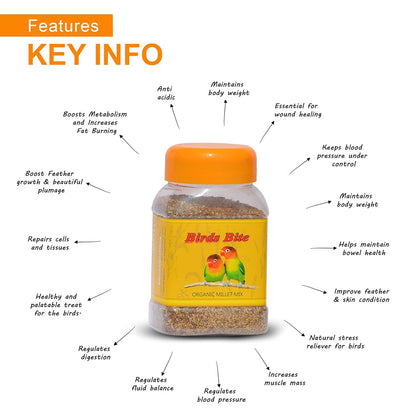 TUNAI SF+ Organic Millet Mix |600 G| Bird Food for Love Birds, Cockatiels, Finches, Conures, Parrots, Macaws, Senegals,All Life Stages