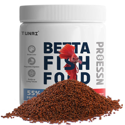 TUNAI Nutri Choice Betta Fish Food | 40G | Micro Pellets 600 Microns | Enriched with 55% Protein (600 Microns - Micro Pellets, 40G), All Life Stages