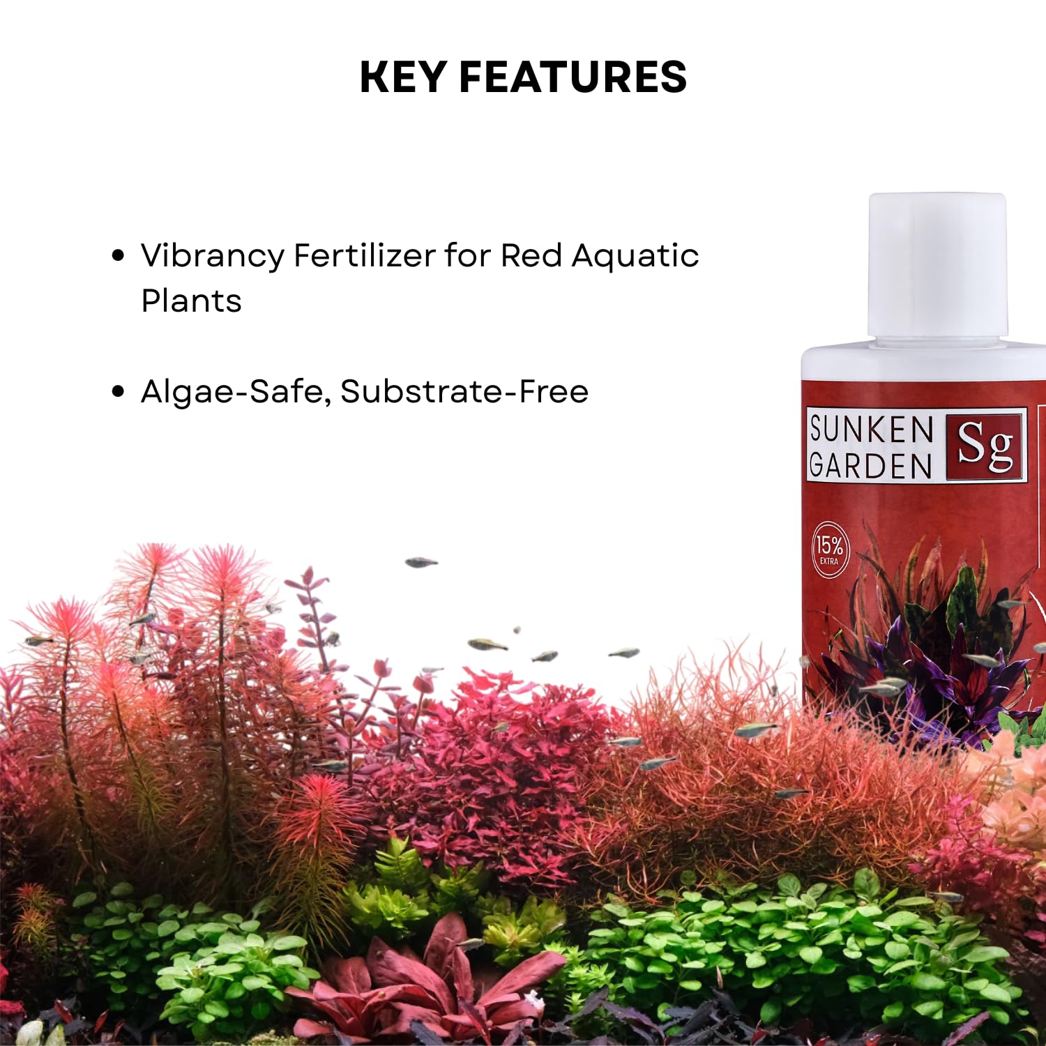 Sunken Garden Red | Vibrancy Fertilizer for Aquatic Plants | Algae-Safe, Substrate-Free (200 ml + 30 ml)