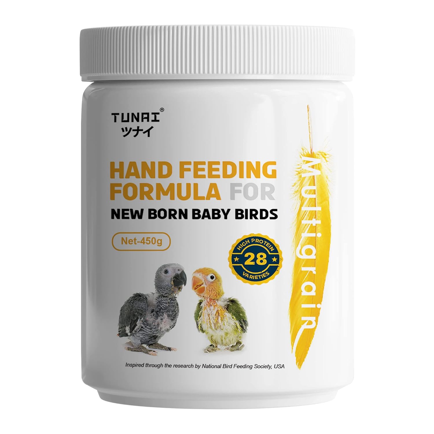 TUNAI Multi Grain Hand Feeding Formula Powder for Baby Birds | 450G | Essential for Love Birds, Conures, Parrots, & Cockatiel