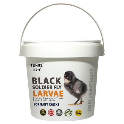 Tunai Black Soldier Fly Larvae | 500g | 60X Calcium, Fortified with 40% Protein Treat for All Adult Chicken and Poultry Birds for Better Egg Shell Health and Growth
