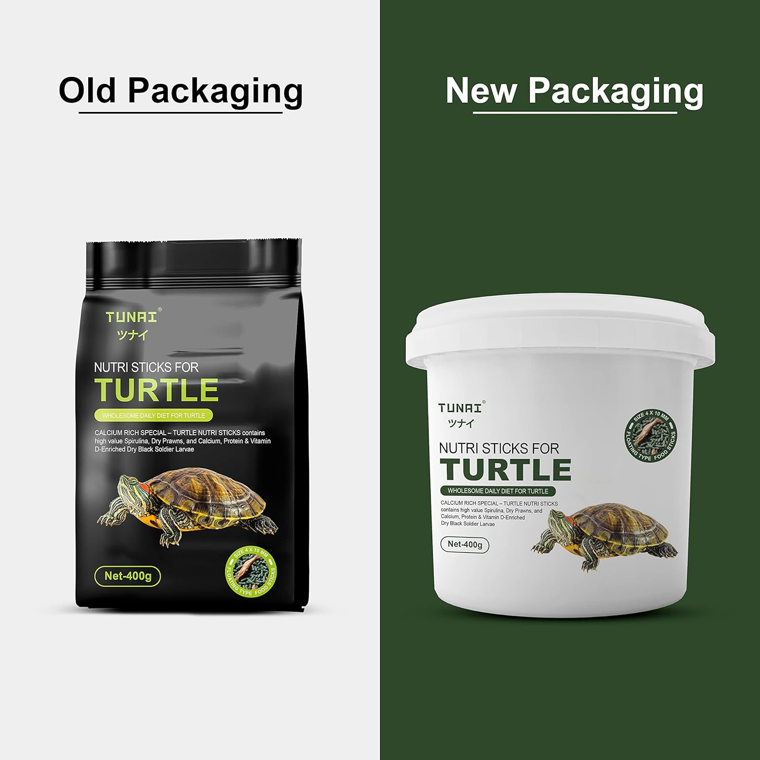Tunai 3in1 Adult Turtle Food Nutri Sticks Food |400g| with Spirulina, Whole Shrimp and BSFL Worms