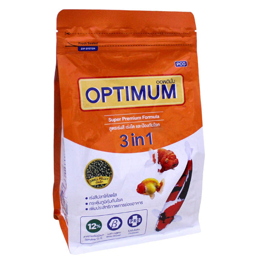 Optimum 3 in 1 Super Premium Formula | Small Pellet | Spirulina 12% Enhancer | Best for Koi Fish, 907.2 g
